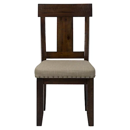 Upholstered Seat Splat Back Side Chair with Nailhead Trim